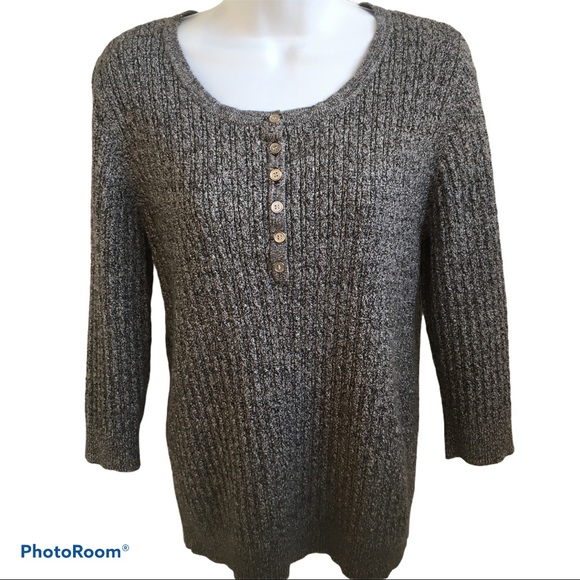 . Karen Scott Grey Sweater Sz L - Picture 1 of 11